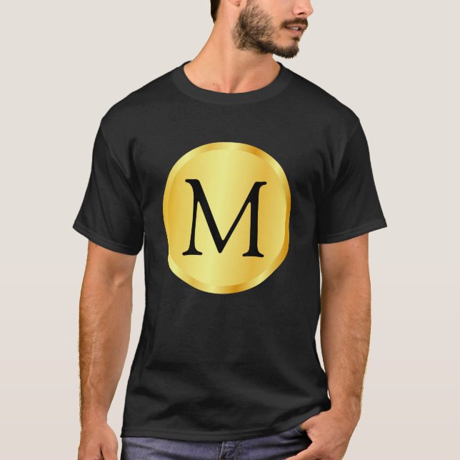Gold Look Elegant Black Trendy Monogram Template T-Shirt (Front)
