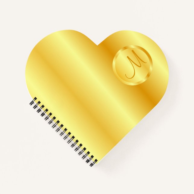 Gold Look Elegant Modern Monogram Template Notebook (Front)