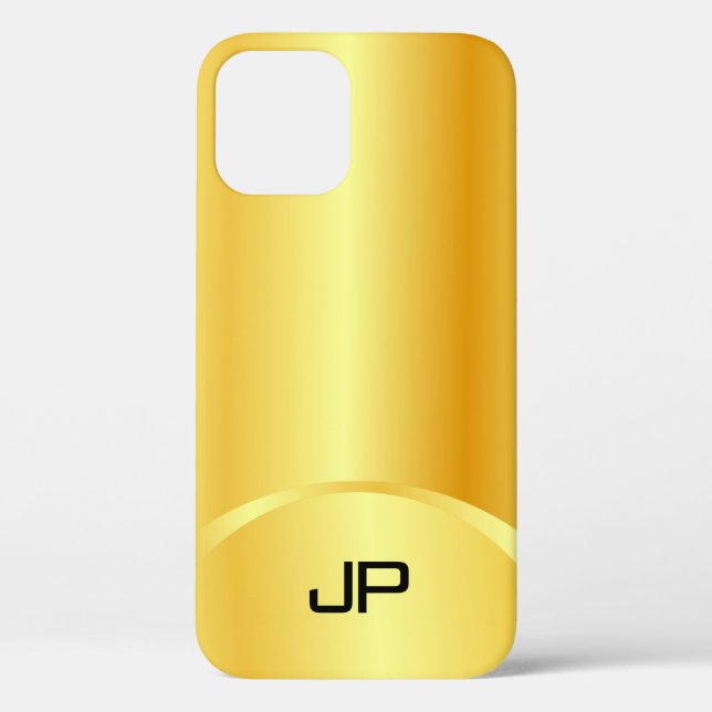 Gold Look Elegant Modern Monogram Trendy Template Case-Mate iPhone Case (Back)