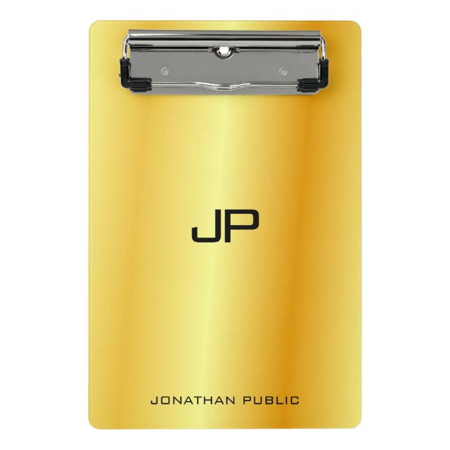 Gold Look Elegant Monogram Modern Template Custom Mini Clipboard (Front)