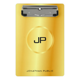 Gold Look Elegant Monogram Modern Trendy Template Mini Clipboard