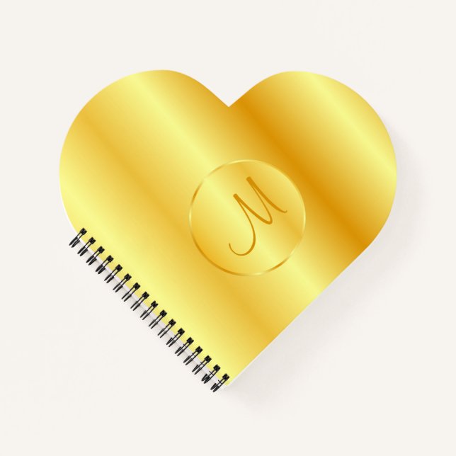 Gold Look Elegant Monogram Template Trendy Notebook (Front)