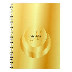 Gold Look Elegant Monogrammed Template Notebook