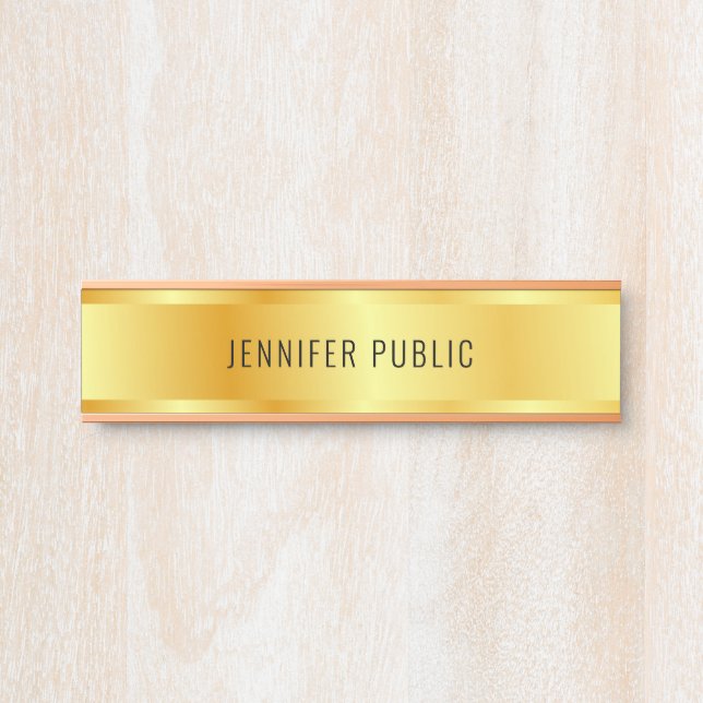 Gold Look Elegant Rose Gold Modern Template Door Sign (Front)