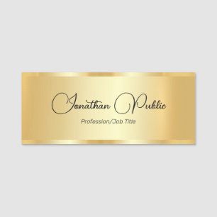 Gold Look Elegant Script Template Handwritten Name Name Tag