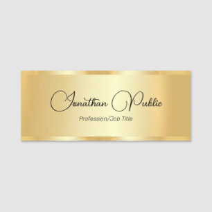 Gold Look Elegant Script Template Handwritten Name Tag