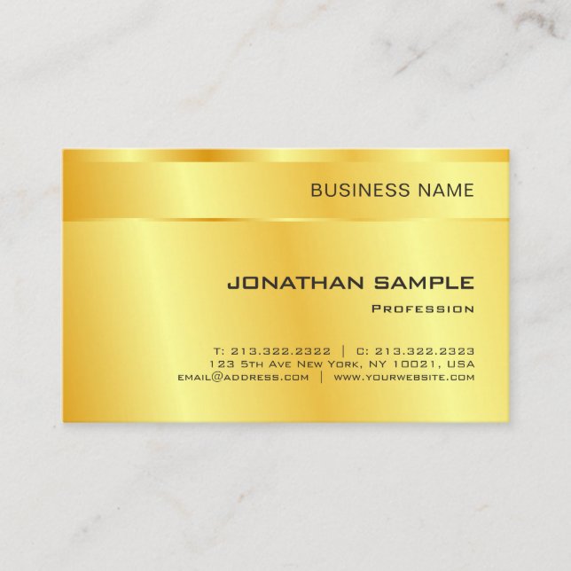 Gold Look Elegant Simple Modern Custom Template Business Card (Front)