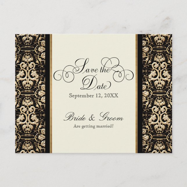 Gold Look, Lace Baroque Art Nouveau Deco 20s Style Invitation Postcard (Front)