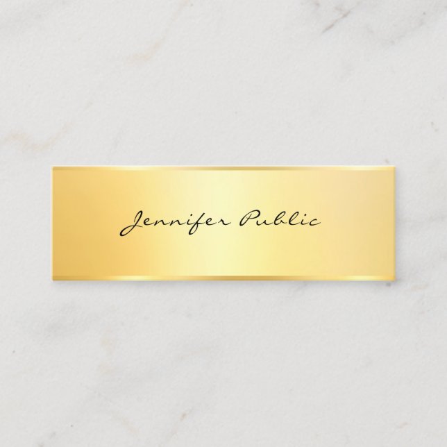 Gold Look Minimalist Modern Elegant Template Mini Business Card (Front)