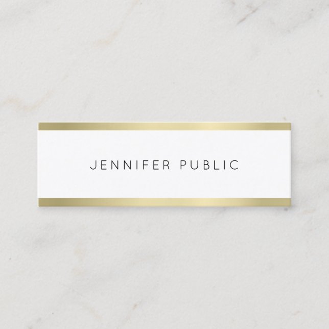 Gold Look Minimalist Plain Professional Modern Mini Business Card (Front)