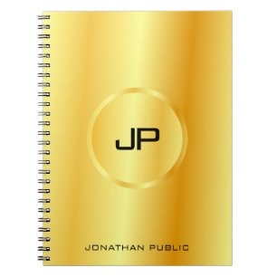 Gold Look Modern Elegant Monogram Trendy Template Notebook