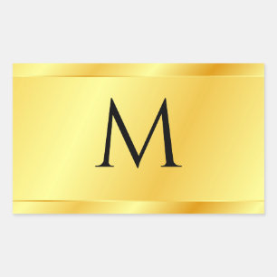 Gold Look Modern Elegant Monogrammed Template Rectangular Sticker