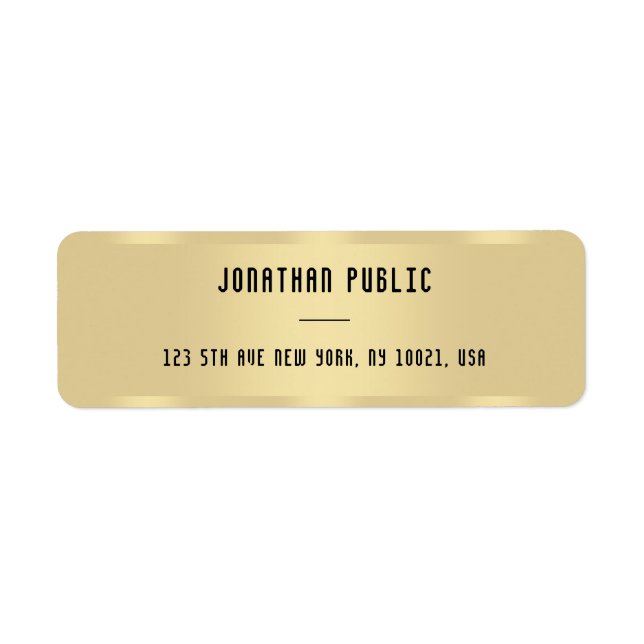 Gold Look Modern Elegant Template Return Address Label (Front)