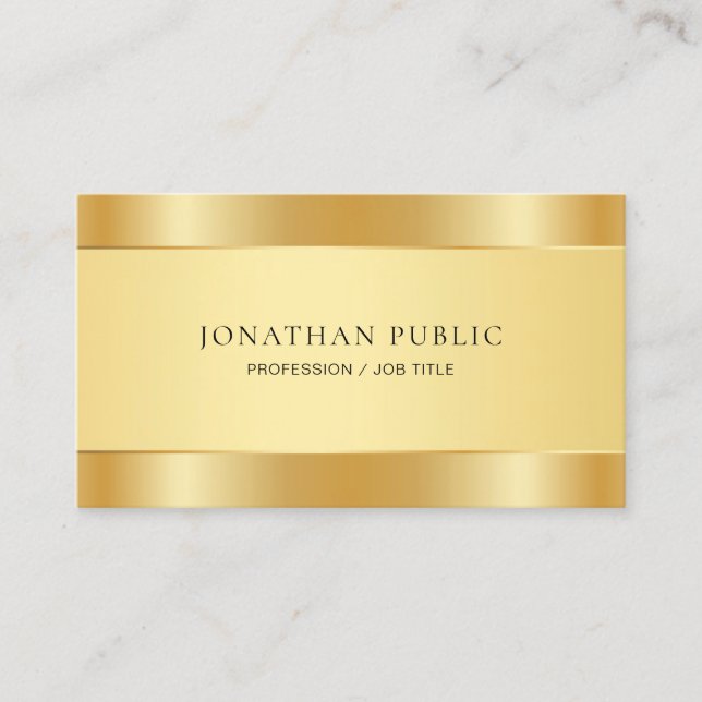 Gold Look Modern Minimalist Elegant Template Business Card (Front)