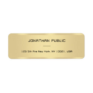 Gold Look Modern Simple Template Return Address Return Address Label