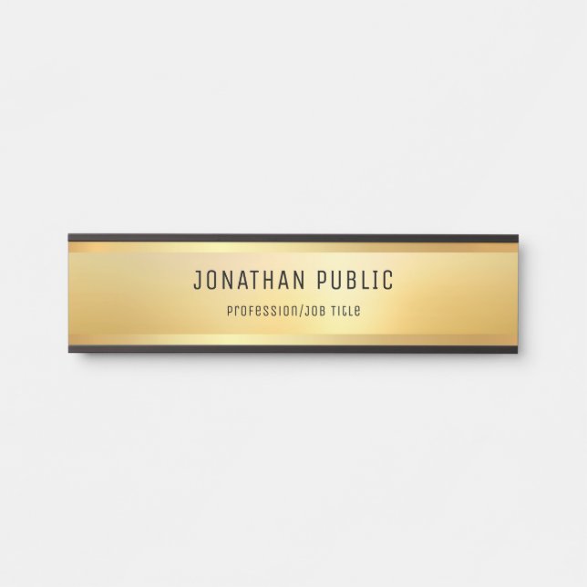 Gold Look Modern Sophisticated Trendy Template Door Sign (Front)