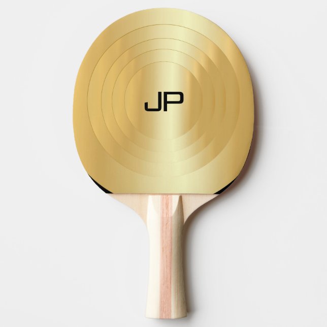 Gold Look Monogram Elegant Template Personalised Ping Pong Paddle (Front)