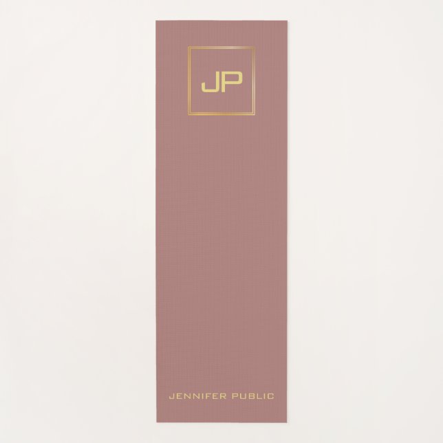 Gold Look Monogram Elegant Template Sport Fitness Yoga Mat (Front)
