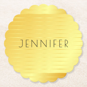Gold Look Personalised Elegant Modern Template Paper Coaster
