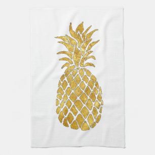 gold look pineapple tea towel
