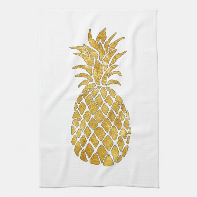 gold look pineapple tea towel (Vertical)