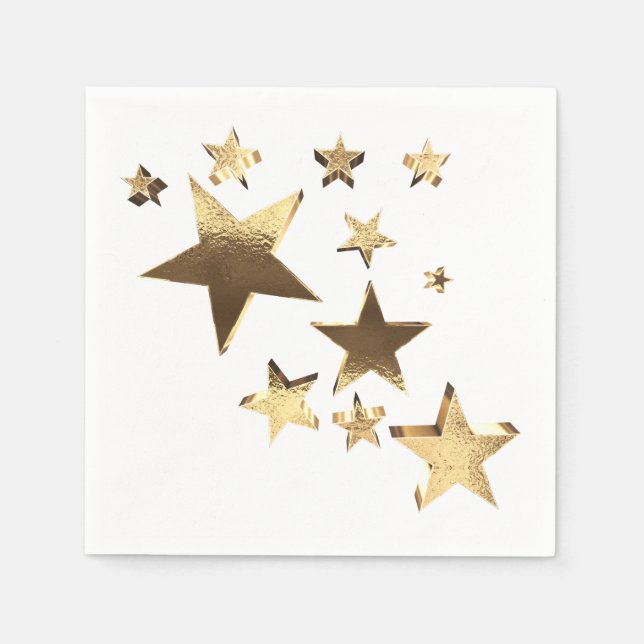 Gold Look Stars Pattern Elegant Christmas Party Napkin (Front)