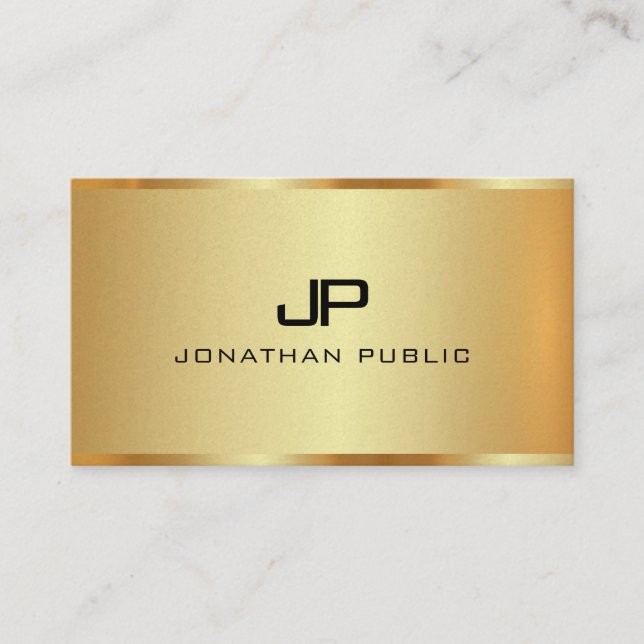Gold Look Template Monogram Initial Premium Pearl Business Card (Front)