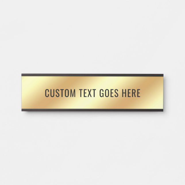Gold Look Template Room Name Custom Text Elegant Door Sign (Front)