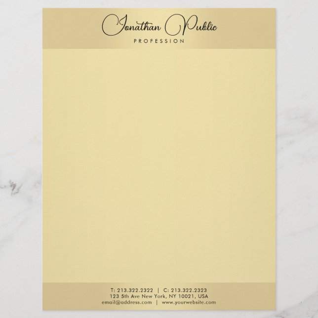 Gold Look Template Typography Modern Minimalist Custom Letterhead (Front)