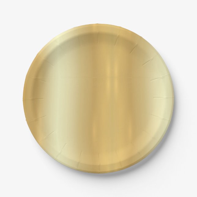 Gold Look Trendy Elegant Simple Design Template Paper Plate (Front)