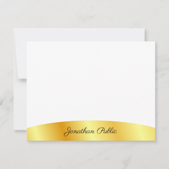 Gold Look White Personalised Elegant Handwriting Card (Front)