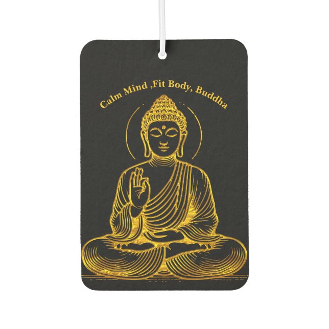 Gold Looking Buddha Statue Radiating Tranquillity Car Air Freshener (Front)