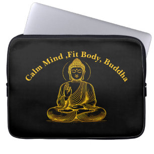 Gold Looking Buddha Statue Radiating Tranquillity Laptop Sleeve