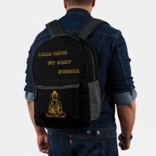 Gold Looking Buddha Statue Radiating Tranquillity Printed Backpack