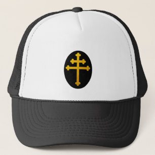 Gold Lorraine Cross on Black / Christian Trucker Hat
