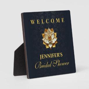 Gold Lotus Bridal Shower Table Welcome Plaque