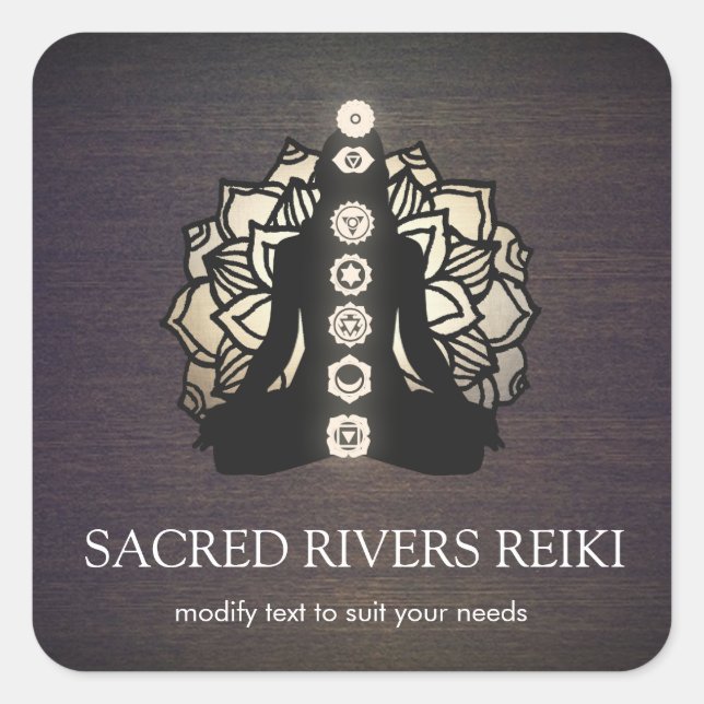 Gold Lotus  Chakra Reiki Master and Yoga Teacher Square Sticker (Front)