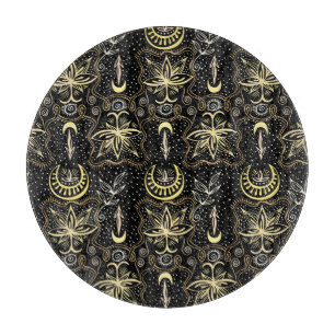 Gold Lotus: Crescent Vintage Elegance. Cutting Board