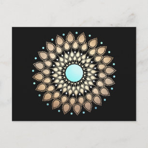 Gold Lotus Floral Mandala Postcard