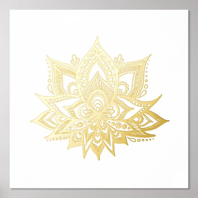 Gold Lotus Flower Foil Art Print (Front)