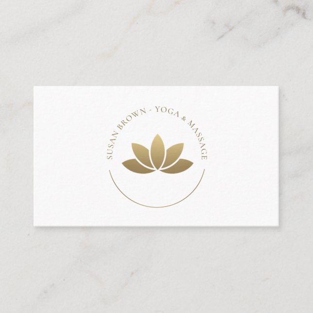 Gold Lotus Flower Logo Business Card (Front)