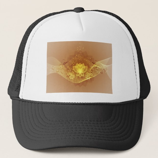 Gold Lotus Flower Trucker Hat (Front)