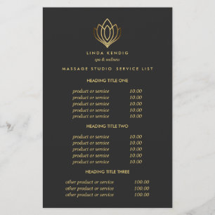 Gold Lotus Grey Spa & Massage Pricing & Services Flyer
