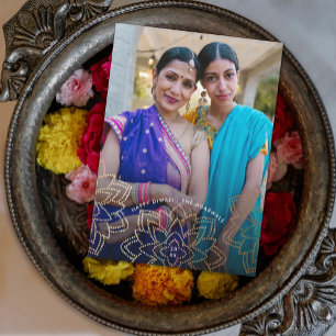 Gold Lotus Happy Diwali Holiday Photo Card