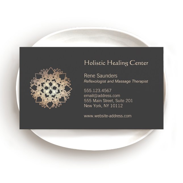 Gold Lotus Holistic Health and Healing Arts Business Card (Creator Uploaded)