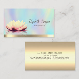 Gold Lotus Holographic Elegant Business Card