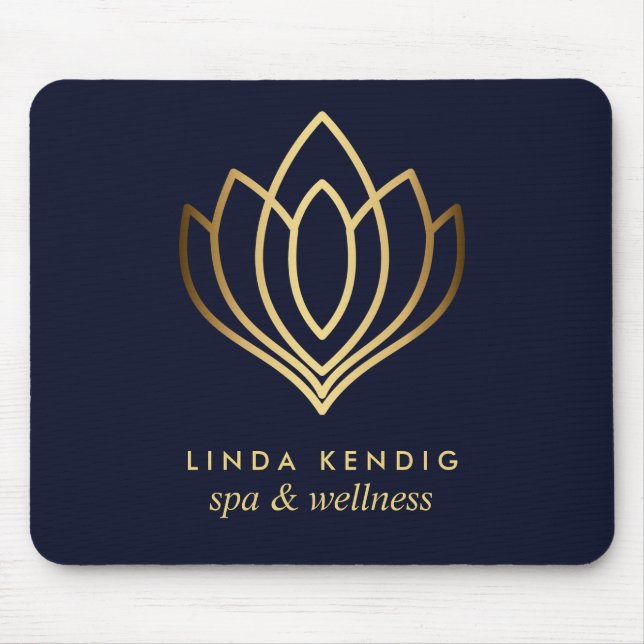 Gold lotus logo Blue | Personalised add your name Mouse Pad (Front)