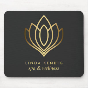 Gold lotus logo Grey Personalised add your name Mouse Pad