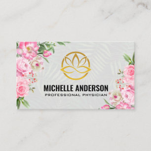 Gold Lotus Logo   Pink Flowers   Palm Business Card