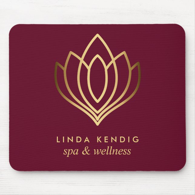 Gold lotus logo Ruby | Personalised add your name Mouse Pad (Front)